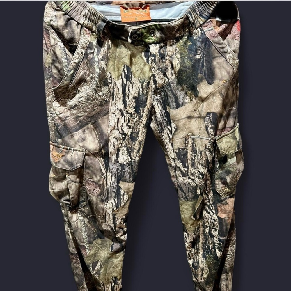 Green and Brown Cargo Pants with Camouflage Design